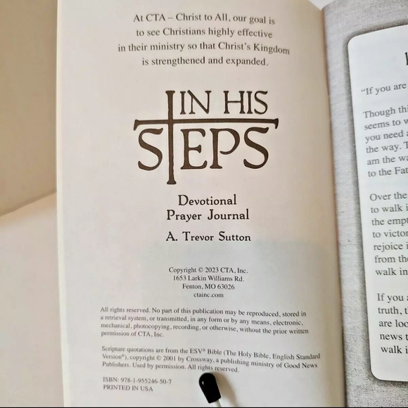 "In His Steps" Book Devotional Prayer Journal, A. Trevor Sutton PB NF 2023 Jesus - Picture 6 of 10